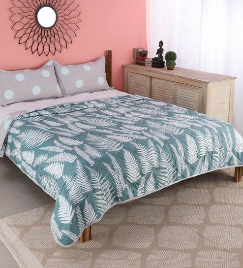 Buy Microfibre 225 Tc Double Bed Cover With 2 Pillow Covers By