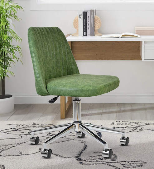 Micros Leatherette Guest Chair In Green Colour