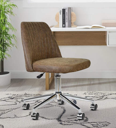 Micros Leatherette Guest Chair In Brown Colour