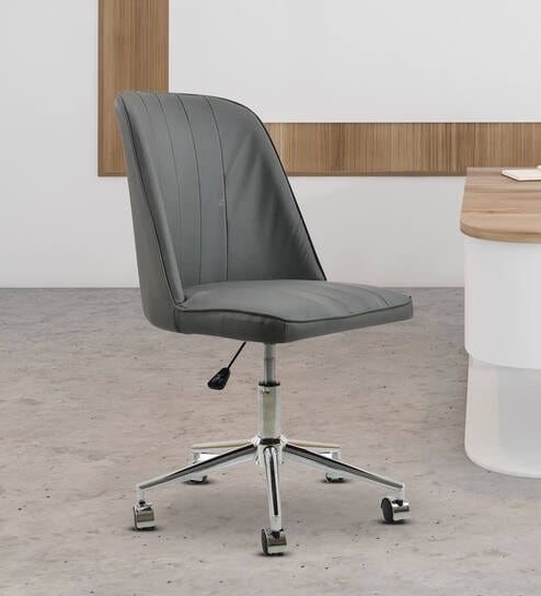 Micros Leatherette Guest Chair In Grey Colour
