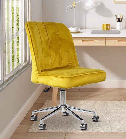 Micros Leatherette Guest Chair In Yellow Colour