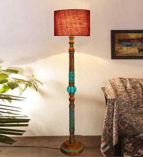 Maroon Mid Century Modern Floor Lamp