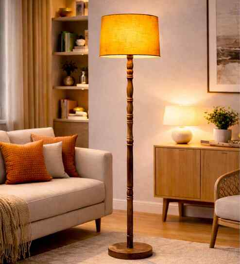 Mid Century Solid Wood Antique Floor Lamp