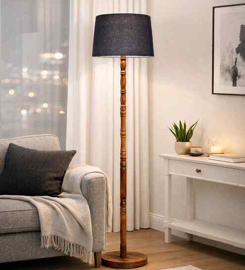 Mid Century Solid Wood Antique Floor Lamp