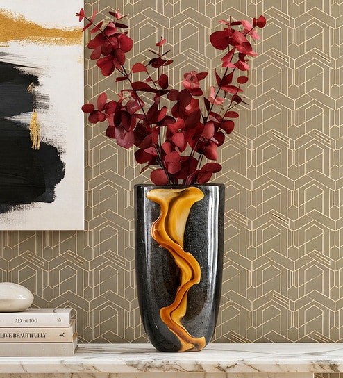 Midnight Crest Glass Vase