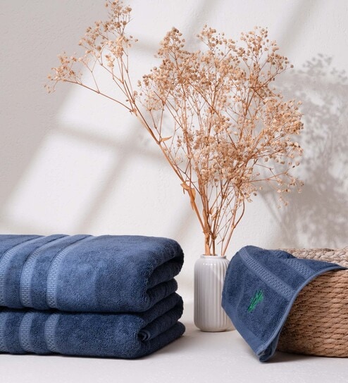Midnight Indigo Bamboo and Cotton Solid 600 GSM Bath Towel (1 Pc)