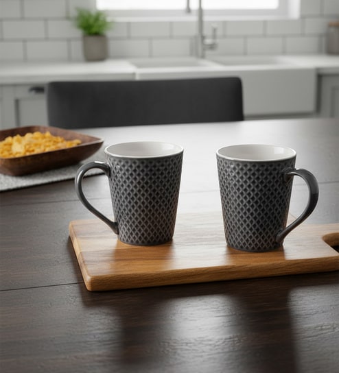 Midnight Mosaic Coffee Mug Set of 2 (275 ML Each) Microwave Safe Coffee Mugs