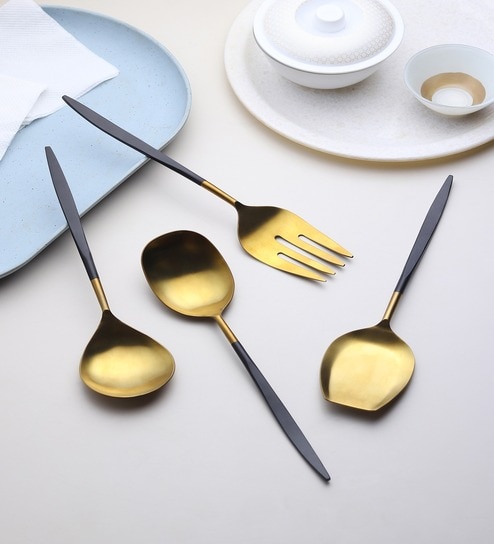 Midnight Opulence Gold Serving Set