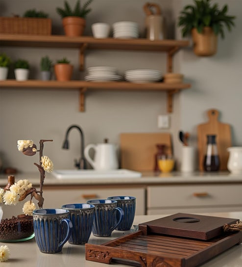 Midnight Ravine Coffee Mug Set of 4 (350 ML Each) Microwave Safe Coffee Mug