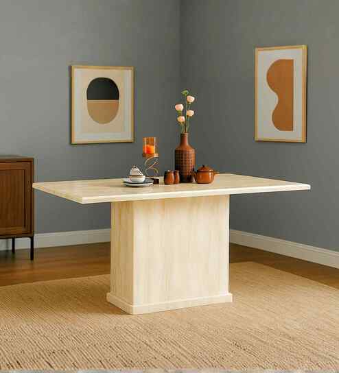 Milan Italian Marble Top 4 Seater Dining Table in Off White Finish