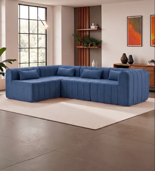Milan Royale Corner Sectional Sofa In Blue Color