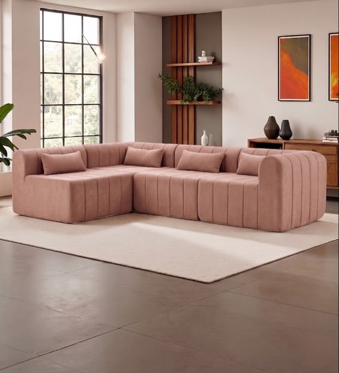Milan Royale Corner Sectional Sofa In Blush Pink Color
