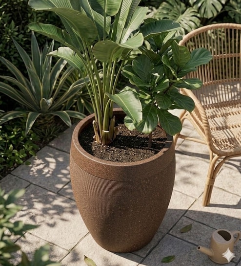 Brown Milano Molded Round 16 Inch Planter