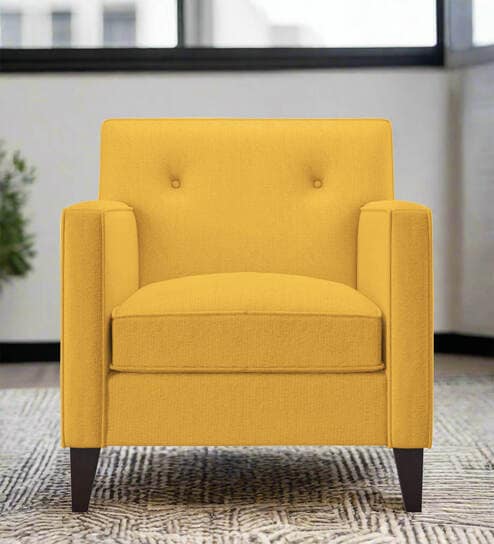 Miller Fabric 1 Seater Sofa in Bold Yellow Colour