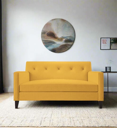 Miller Fabric 2 Seater Sofa in Bold Yellow Colour