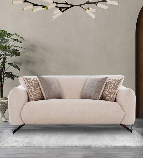 Milo Fabric 2 Seater Sofa In Beige Colour