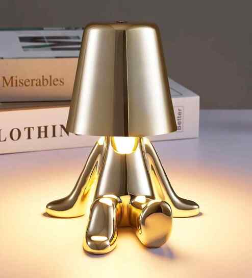 Milo Gold Sitting Figure Table Lamp Touch Control Dimmer 3C LED Type-C Chargeable Modern Decorative Bedside Lamp
