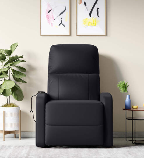 Milos Leatherette 1 Seater Recliner In Black Colour With Massager