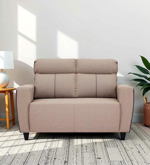 Mily Fabric 2 Seater Sofa In Beige Color