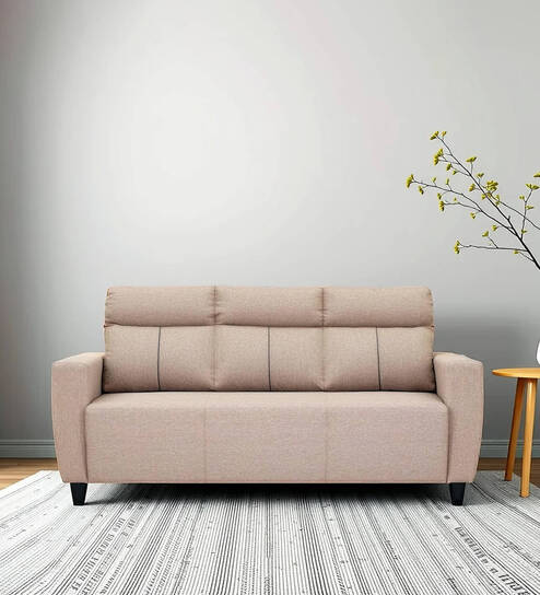 Mily Fabric 3 Seater Sofa In Beige Color