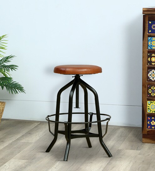 Minerva Metal Bar Stool In Black Colour With Swivel
