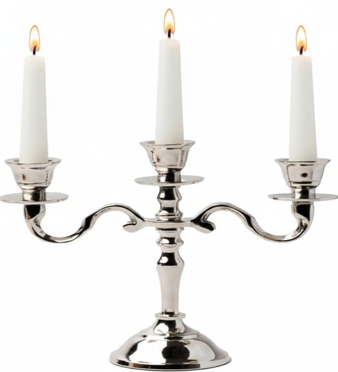 Silver Aluminium Mini 3 Arm Taper Candle Holder-image-38