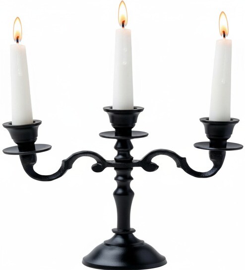 purestory Black Aluminium Mini 3 Arm Taper Candle Holder-picture-22