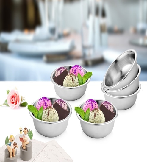 (Set of 4) 200 ml Stainless Steel Dessert Bowls