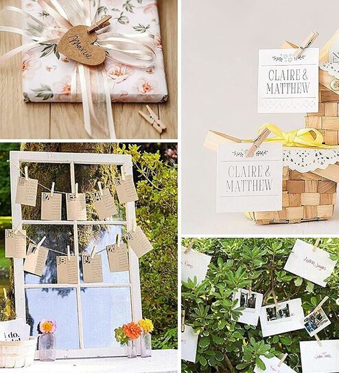 Mini Clothes Pins for Photo Natural Wooden