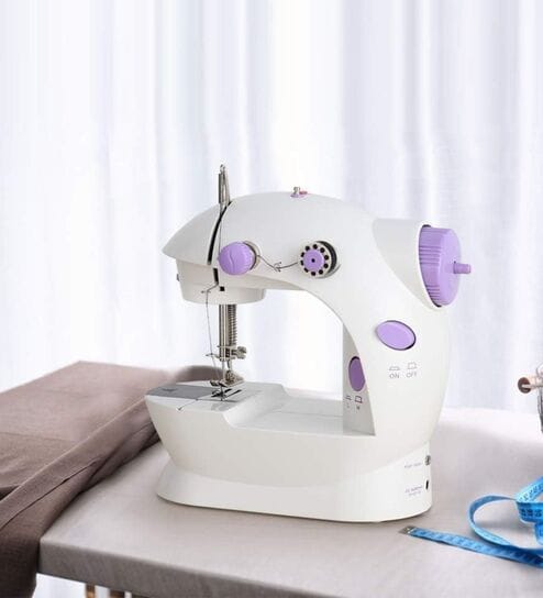 Mini Hand Sewing Machine with foot pedal, adapter, White