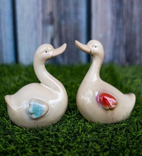 Miniature Duck Couple Figurines