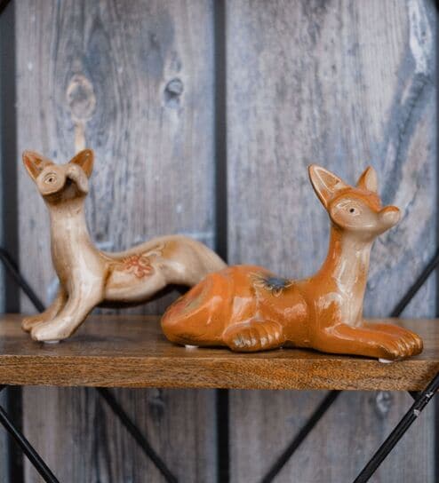 Miniature Fox Couple Figurines