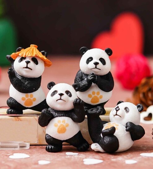 Miniature Panda Showpieces (Set Of 4)