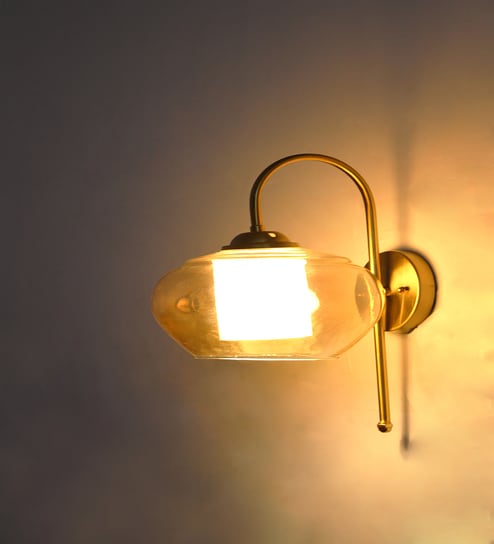 Minimal Brass Down Kachori Glass Wall Lamp