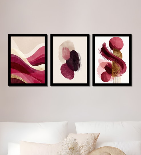 Modern Geometric & Botanical Wall Art Framed Set of 3
