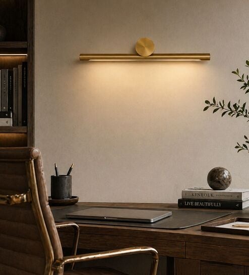 Minimalist Brushed Brass LED Picture Light