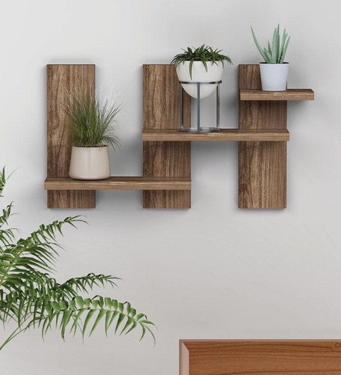 Minimalist Shaped Artistic Wooden Wall Shelves Set of Three