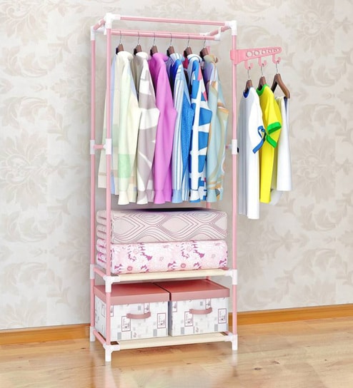 Buy Minnas Kids Foldable Wardrobe In Pink Colour By Homeland