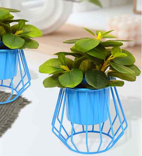 Set Of 2 Green Metal Plant Stand