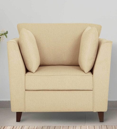Miranda Chenille Fabric 1 Seater Sofa In Beige Colour