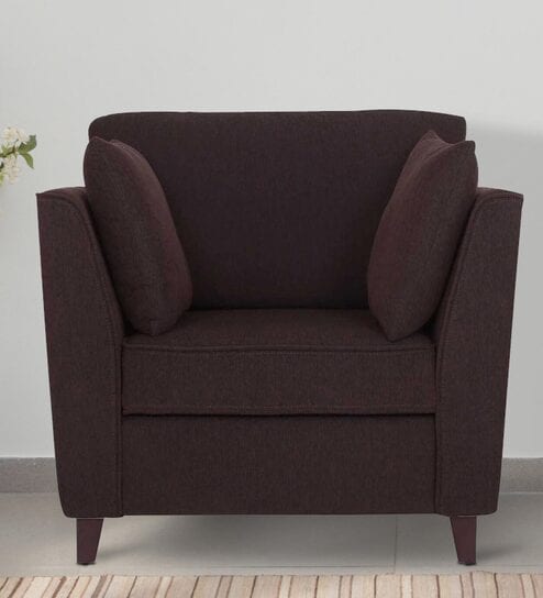 Miranda Chenille Fabric 1 Seater Sofa In Chestnut Brown Colour