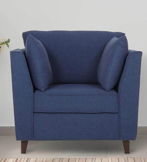 Miranda Chenille Fabric 1 Seater Sofa In Navy Blue Colour