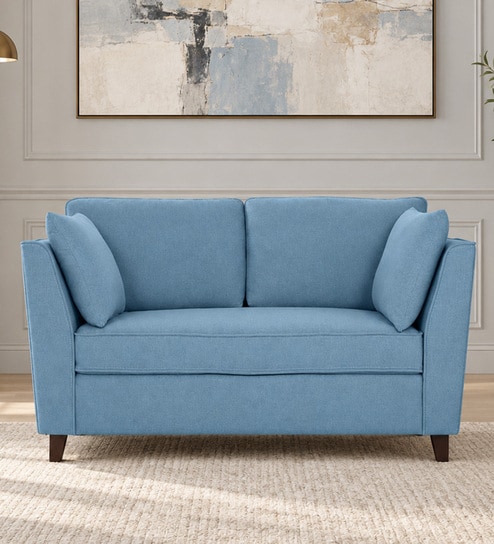 Miranda Chenille Fabric 2 Seater Sofa In Ice Blue Colour