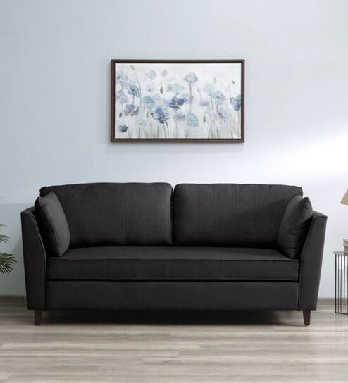Miranda Chenille Fabric 3 Seater Sofa In Charcoal Grey Colour
