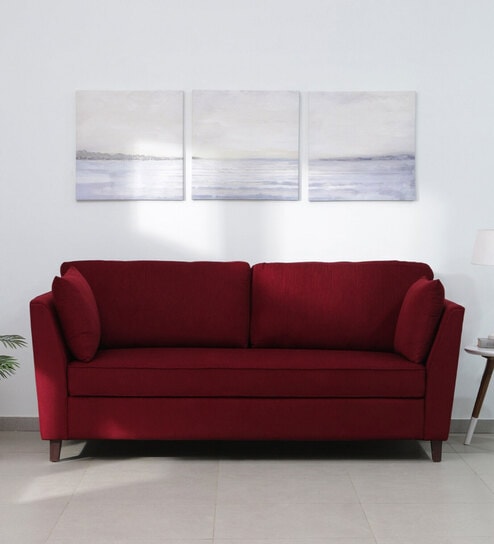 Miranda Chenille Fabric 3 Seater Sofa In Garnet Red Colour