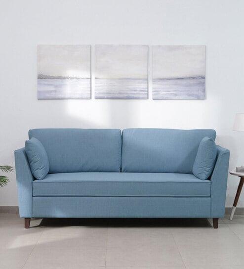 Miranda Chenille Fabric 3 Seater Sofa In Ice Blue Colour