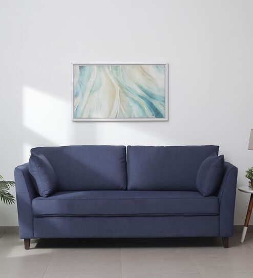 Miranda Chenille Fabric 3 Seater Sofa In Navy Blue Colour