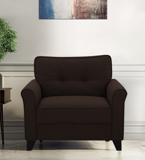 Aldrin Fabric 1 Seater Sofa In Mahogany Colour