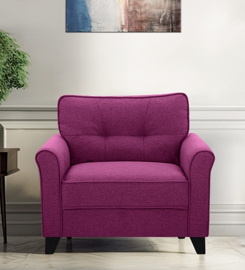 Aldrin Fabric 1 Seater Sofa In Mulberry Colour