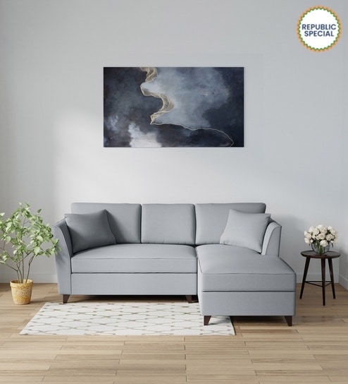 Miranda Fabric LHS Sectional Sofa (2 + Lounger) In Ash Grey Colour